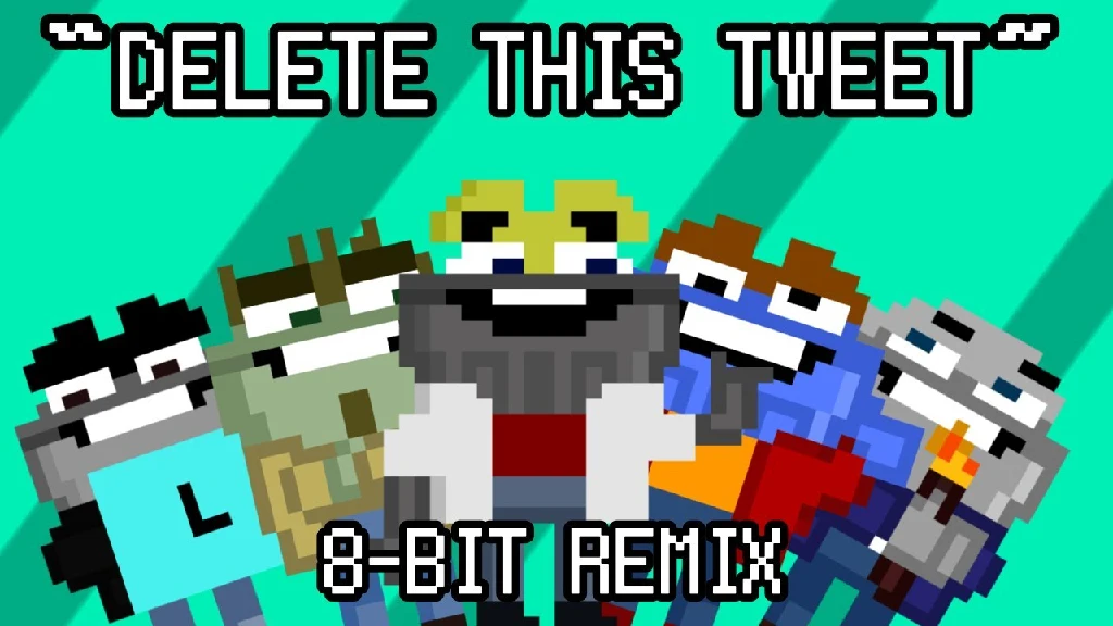 Youtube thumbnail. 8-bit sprite versions of the Trash Binz (OCs by Kevin Temmer)