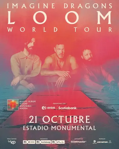 Cartel del concierto de Imagine Dragons en Chile.